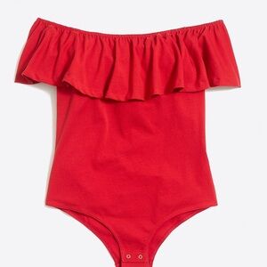 J. Crew Red Off-Shoulder Bodysuit